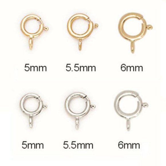 14K Solid Spring Ring Clasp. 14K Gold Findings. Solid Gold Bracelet Making 5.5mm - Picture 2 of 2